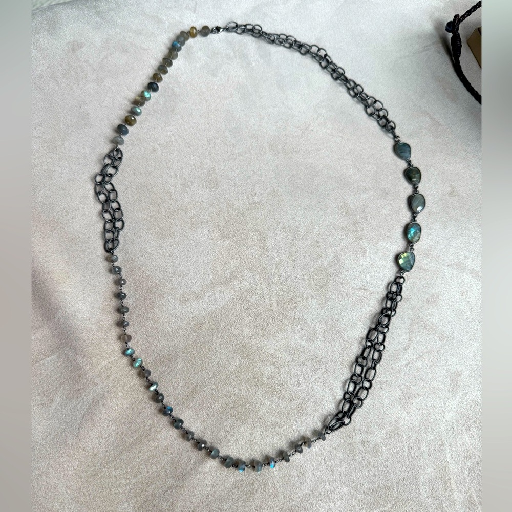The Woods Multi-Stone and Silver Long Necklace